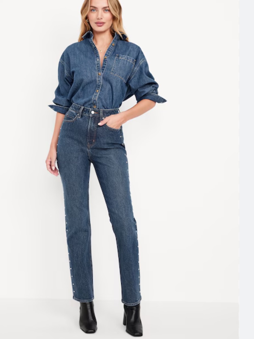 🌺🌺🌺3/25 Old Navy Mid-Rise OG Straight Tall Dark wash Jeans